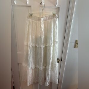 Source Unknown Cream Tiered Maxi Skirt